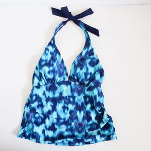 Merona Blue Tie-Dye Halter Tankini